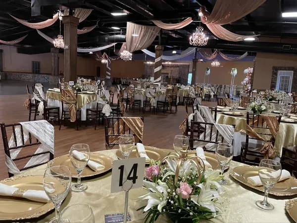 Corporate holiday party gold hall La Hacienda