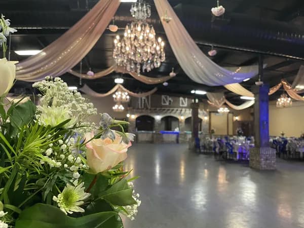 Grand dance floor wedding reception setup near Lake Lanier at La Hacienda