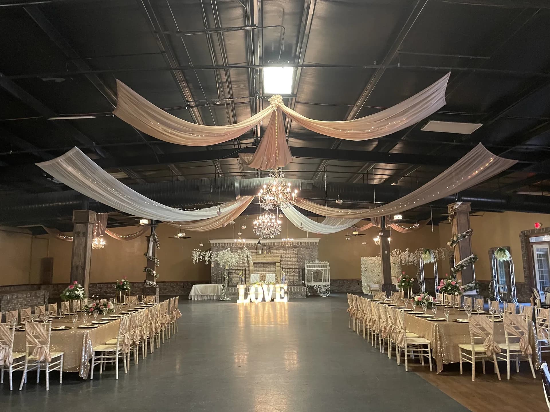 Wedding venue hall interior at La Hacienda Event Venue Gainesville GA